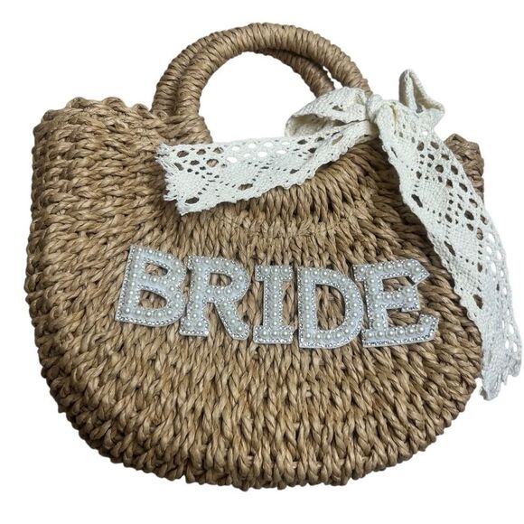 Beige Bride Woven Tote Bag - Picture 3 of 4